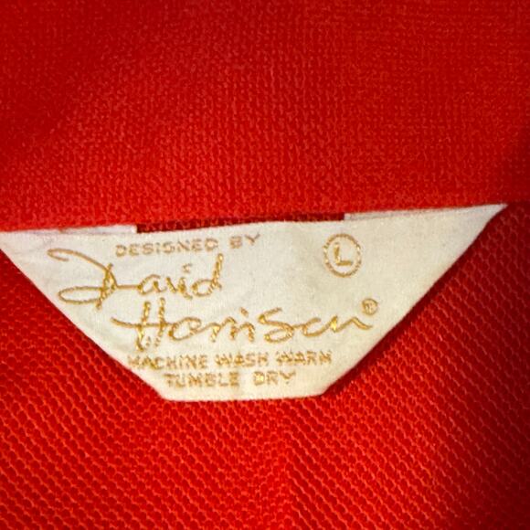 Vintage 1970's Designed by David Homsan Size Large Red Pullover Collared Shirt - Picture 7 of 7